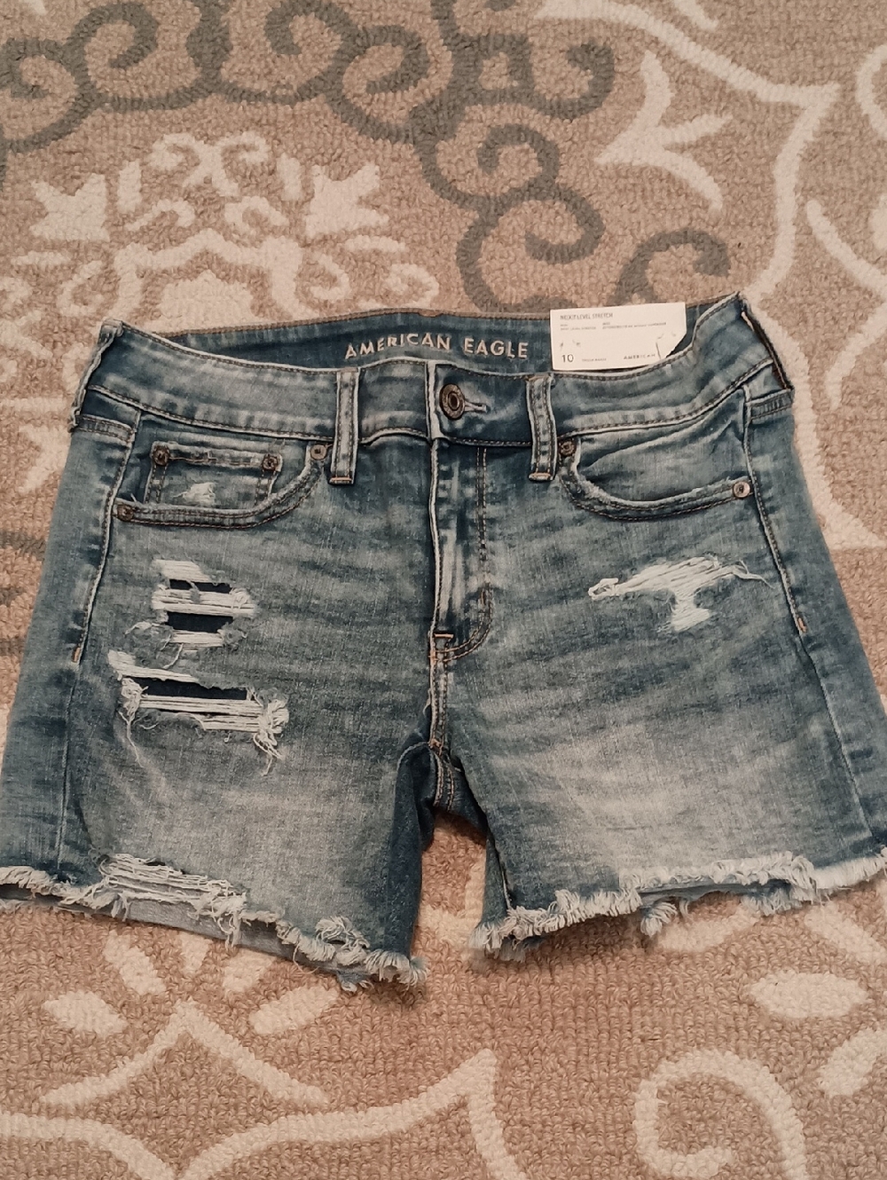 American Eagle Outfitters Ripped Light Blue Denim Jean Shorts